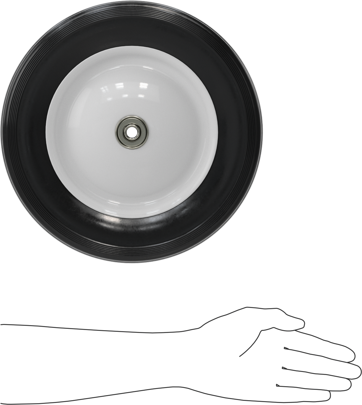 Bilyalı Rulmanlı İçi Boş Dişli Patlamayan Tekerlek, Merkez Montajlı Hub, 12“ Çap x 1-3/4” Genişlik, 90 lb. Kapasite