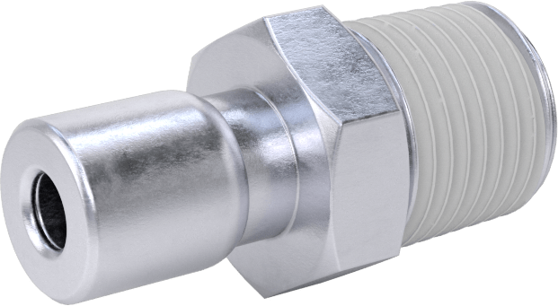 Nikel Kaplı Pirinç Bas-Bağlan Tüp Bağlantı Elemanı, Serbest bırakma manşonlu adaptör, 1/8" Boru Dış Çapı, 1/8 NPT Erkek