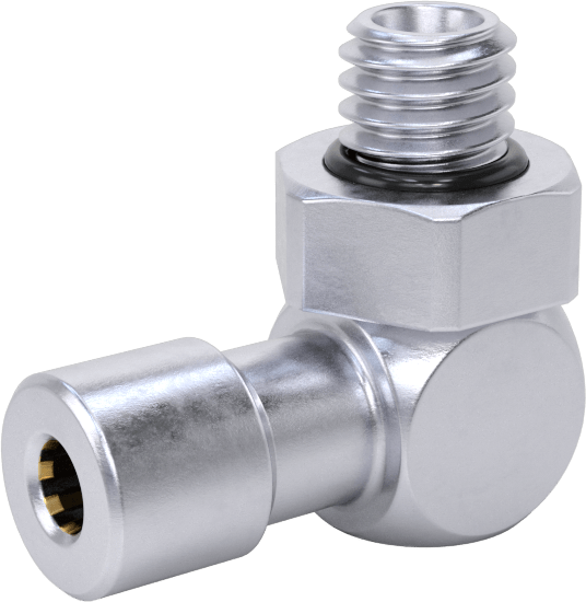 Nikel Kaplı Pirinç Bas-Bağlan Tüp Bağlantı Elemanı, Hava için, 1/8" Dış Çaplı Boru için 90 Derece Dirsek, M6 x 1 mm Erkek