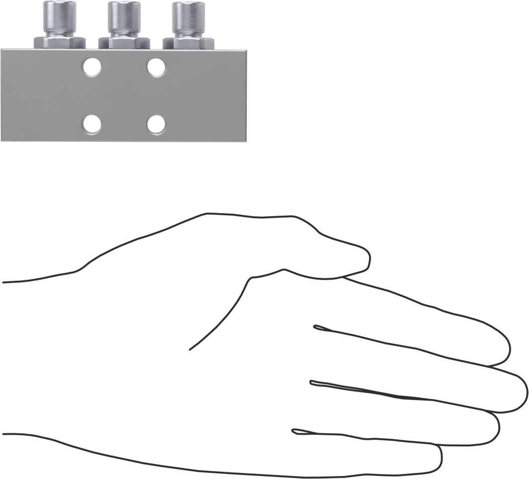 Nikel Kaplı Pirinç Bas-Bağlan Tüp Bağlantı Elemanı, Hava için, 3 Çıkışlı Manifold, 3/8 NPT Dişi, 1/4" Boru Dış Çapı