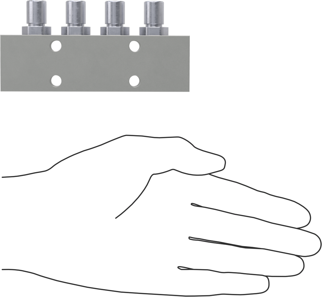 Nikel Kaplı Pirinç Bas-Bağlan Tüp Bağlantı Elemanı, Hava için, 4-Çıkışlı Manifold, 3/8 NPT Dişi, 1/4" Boru Dış Çapı