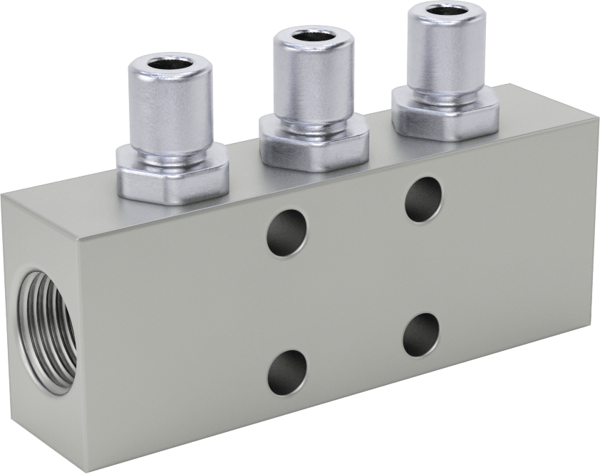 Nikel Kaplı Pirinç Bas-Bağlan Tüp Bağlantı Elemanı, Hava için, 3 Çıkışlı Manifold, 3/8 NPT Dişi, 6 mm Boru Dış Çap