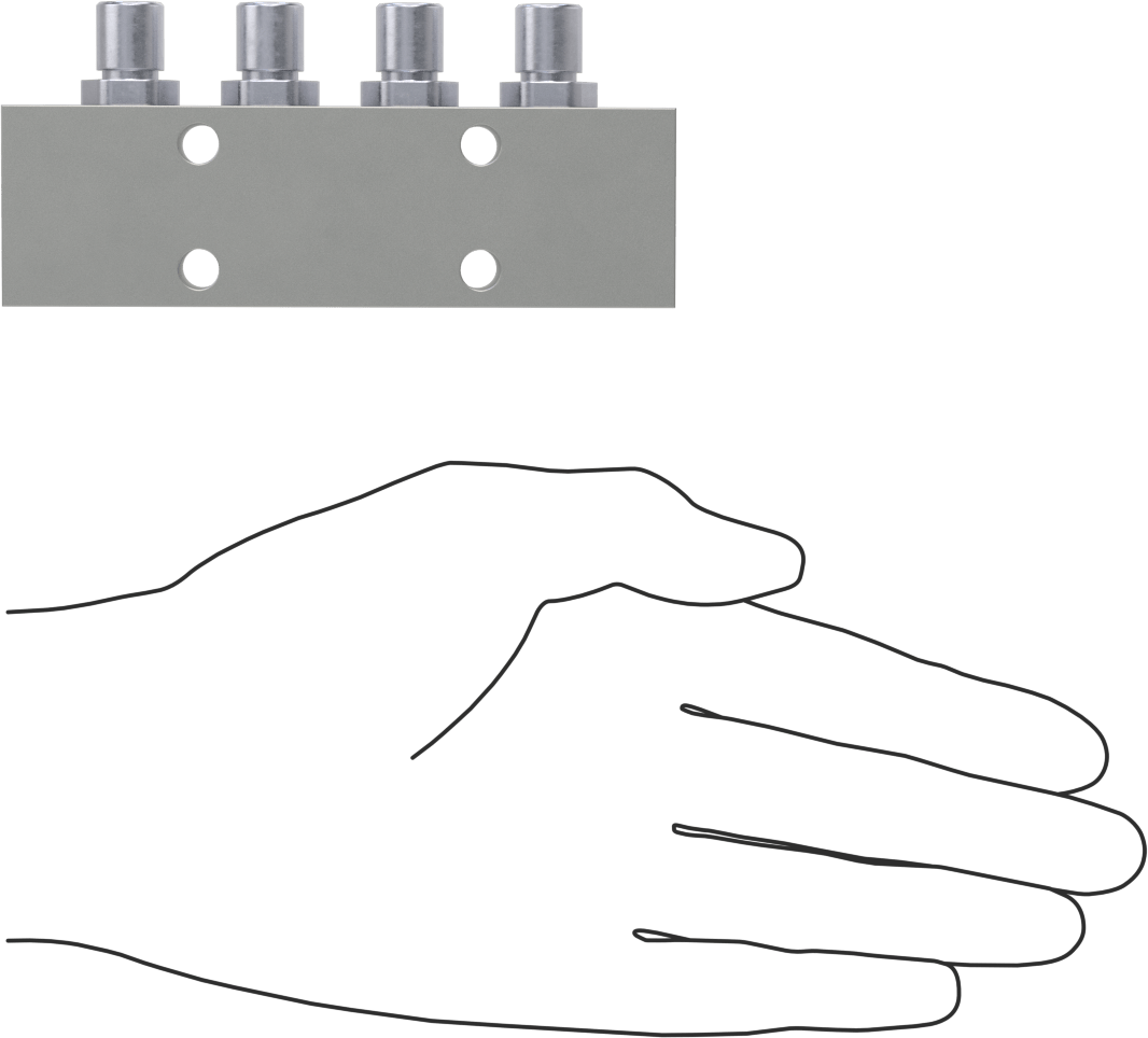 Nikel Kaplı Pirinç Bas-Bağlan Tüp Bağlantı Elemanı, Hava için, 4-Çıkışlı Manifold, 3/8 NPT Dişi, 6 mm Boru Dış Çap