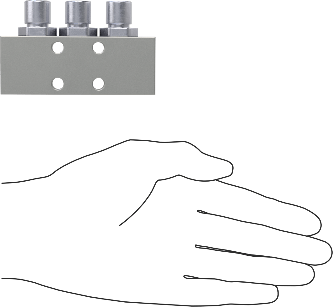 Nikel Kaplı Pirinç Bas-Bağlan Tüp Bağlantı Elemanı, Hava için, 3 Çıkışlı Manifold, 3/8 NPT Dişi, 8 mm Boru Dış Çapı
