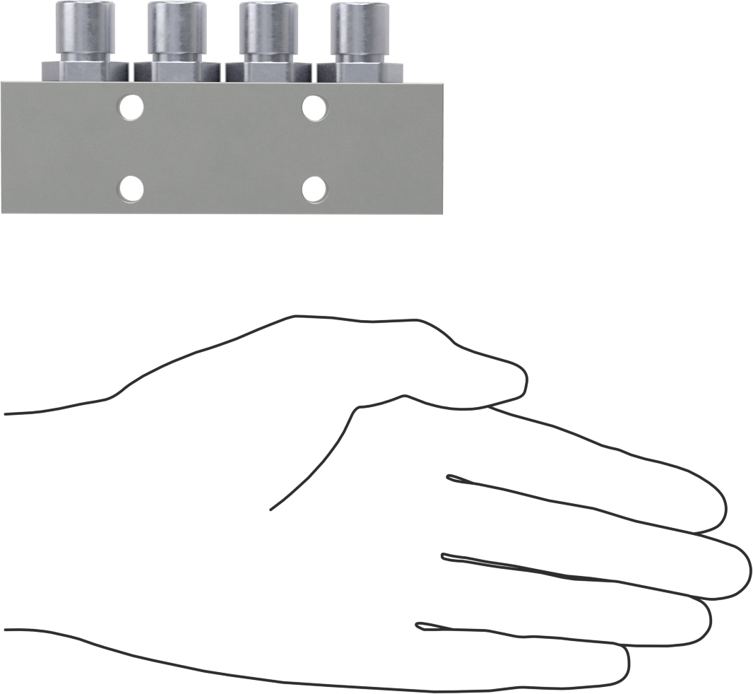 Nikel Kaplı Pirinç Bas-Bağlan Tüp Bağlantı Elemanı, Hava için, 4-Çıkışlı Manifold, 3/8 NPT Dişi, 8 mm Boru Dış Çapı