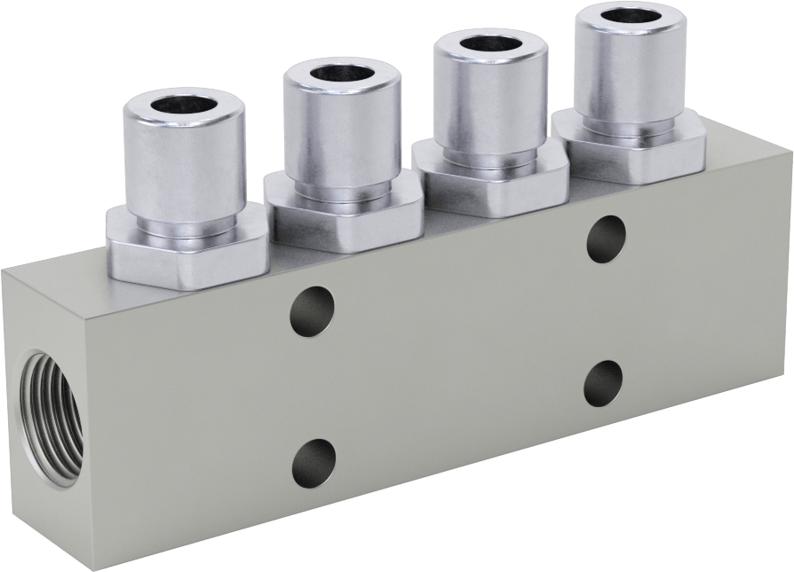 Nikel Kaplı Pirinç Bas-Bağlan Tüp Bağlantı Elemanı, Hava için, 4-Çıkışlı Manifold, 3/8 NPT Dişi, 8 mm Boru Dış Çapı