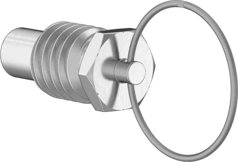 Çelik Halka Tutamaklı Geri Çekilebilir Yaylı Piston, 3/8"-16 Diş, 0,8-3 lb. Burun Kuvveti
