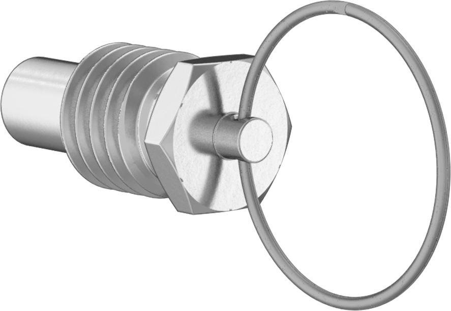 Çelik Halka Tutamaklı Geri Çekilebilir Yaylı Piston, 1/2"-13 Diş, 1-4 lb. Burun Kuvveti