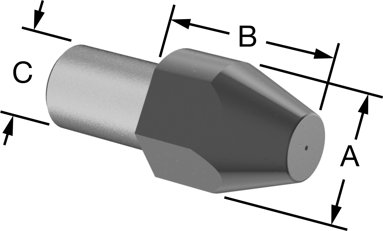 Yer Belirleme Pimi, 6 mm Çap x 7 mm Yüksek Elmas Baş