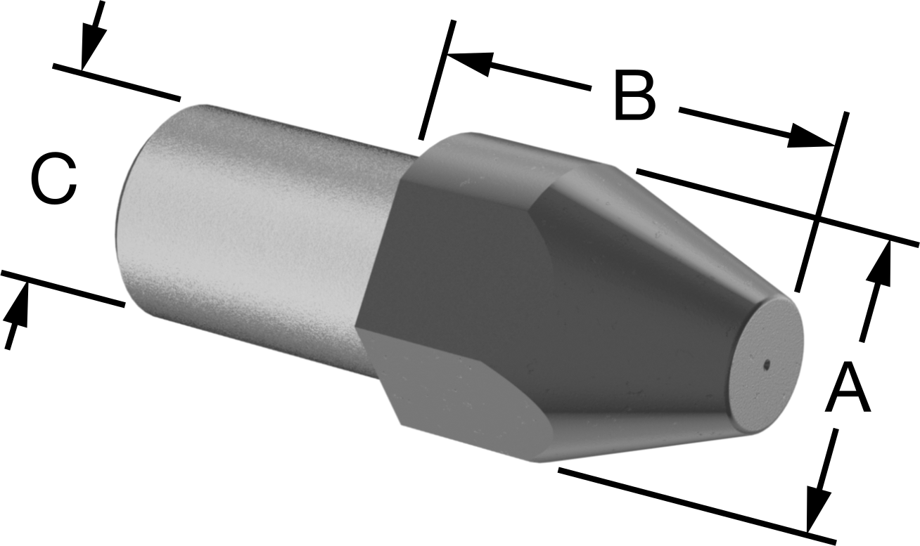 Yer Belirleme Pimi, 8 mm Çap x 10 mm Yüksek Elmas Başlık