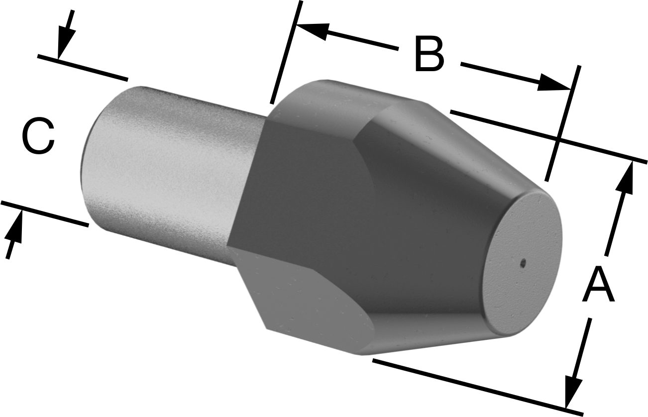 Yer Belirleme Pimi, 10 mm Çap x 10 mm Yüksek Elmas Başlık