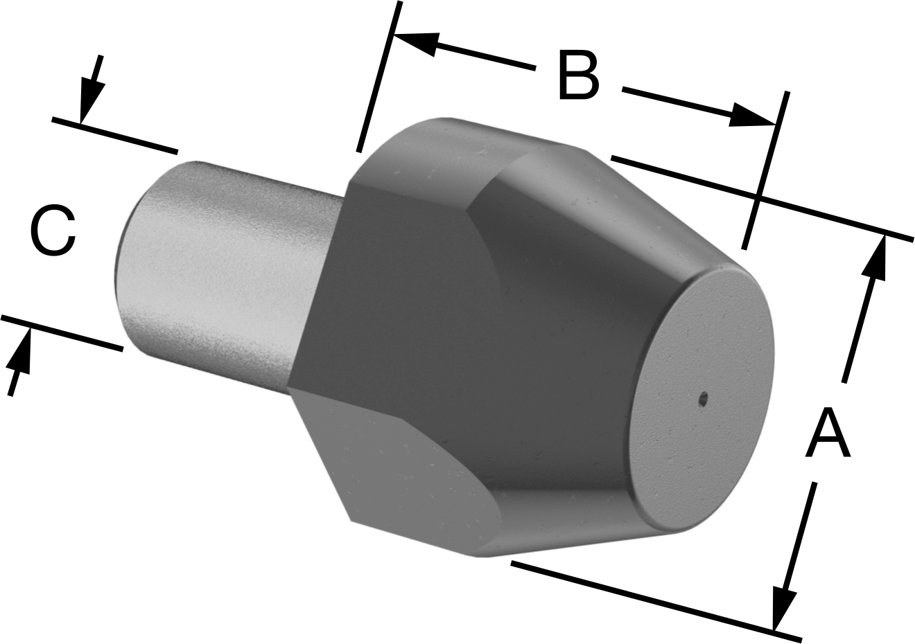 Yer Belirleme Pimi, 12 mm Çap x 10 mm Yükseklik Elmas Başlık