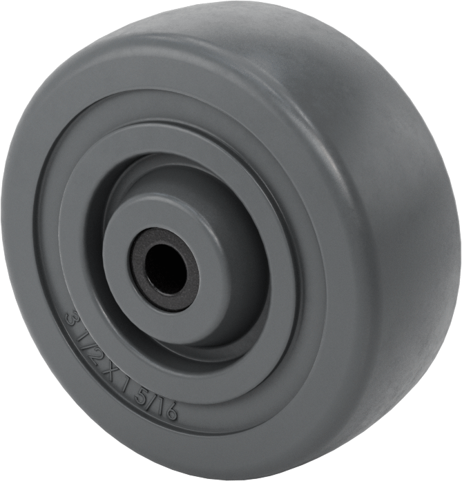 Kauçuk Tekerlek, Gri, Sert, 3-1/2“ Çap x 1-5/16” Genişlik