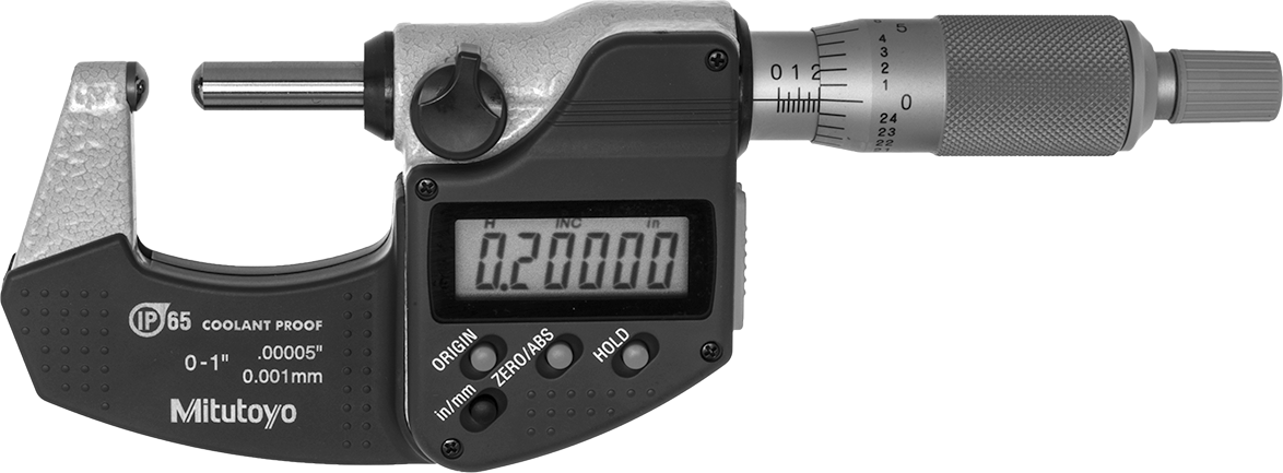 Boru ve Tüp için Dış Mikrometre, LCD Ekran, 0“ ila 1” ve 0 mm ila 25,4 mm Aralıklar
