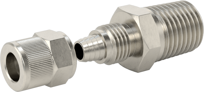Hava için Vidalı Somunlu Dikenli Boru Bağlantı Elemanı, 1/4" Boru İç Çapı x 1/4 NPT Erkek için Düz Adaptör