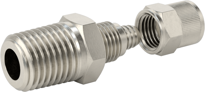 Hava için Vidalı Somunlu Dikenli Boru Bağlantı Elemanı, 1/4" Boru İç Çapı x 1/4 NPT Erkek için Düz Adaptör