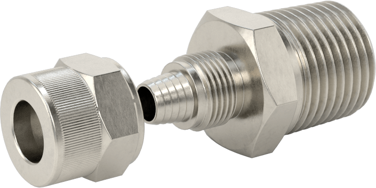 Hava için Vidalı Somunlu Dikenli Boru Bağlantı Elemanı, 11/32" İç Çaplı Boru x 1/2 NPT Erkek için Düz Adaptör