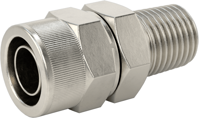 Hava için Vidalı Somunlu Dikenli Boru Bağlantı Elemanı, 7/16" Boru İç Çapı x 1/4 NPT Erkek için Düz Adaptör