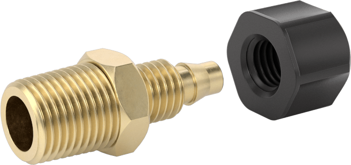 Hava için Vidalı Somunlu Dikenli Boru Bağlantı Elemanı, 4 mm Boru İç Çapı x 1/8 NPT Erkek için Düz Adaptör