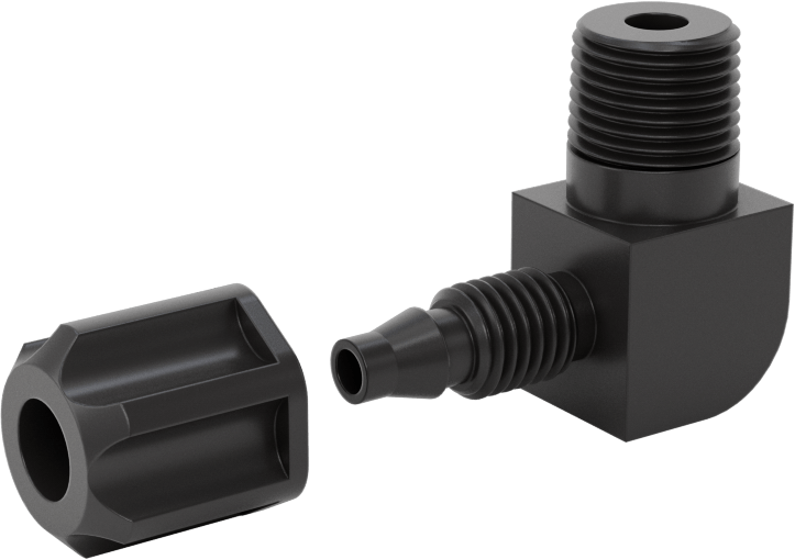 Hava için Vidalı Somunlu Dikenli Boru Bağlantı Elemanı, 4 mm İç Çaplı Boru x 1/8 BSPT Erkek için 90 Derece Adaptör