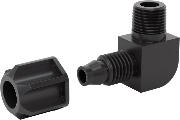 Hava için Vidalı Somunlu Dikenli Boru Bağlantı Elemanı, 6 mm İç Çaplı Boru x 1/8 BSPT Erkek için 90 Derece Adaptör