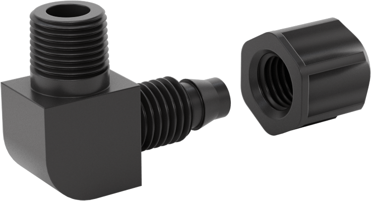 Hava için Vidalı Somunlu Dikenli Boru Bağlantı Elemanı, 6 mm İç Çaplı Boru x 1/8 BSPT Erkek için 90 Derece Adaptör