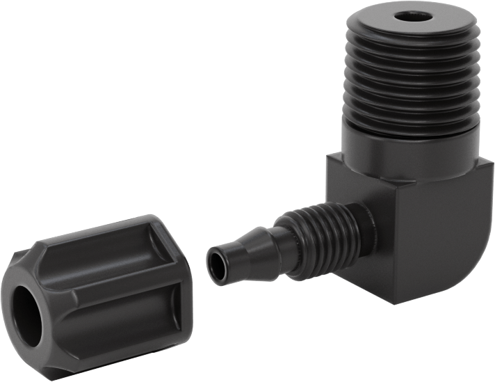 Hava için Vidalı Somunlu Dikenli Boru Bağlantı Elemanı, 4 mm İç Çaplı Boru x 1/4 BSPT Erkek için 90 Derece Adaptör