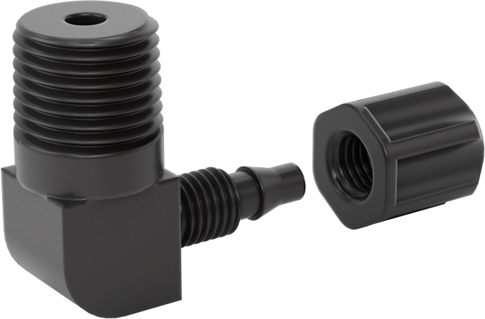 Hava için Vidalı Somunlu Dikenli Boru Bağlantı Elemanı, 4 mm İç Çaplı Boru x 1/4 BSPT Erkek için 90 Derece Adaptör