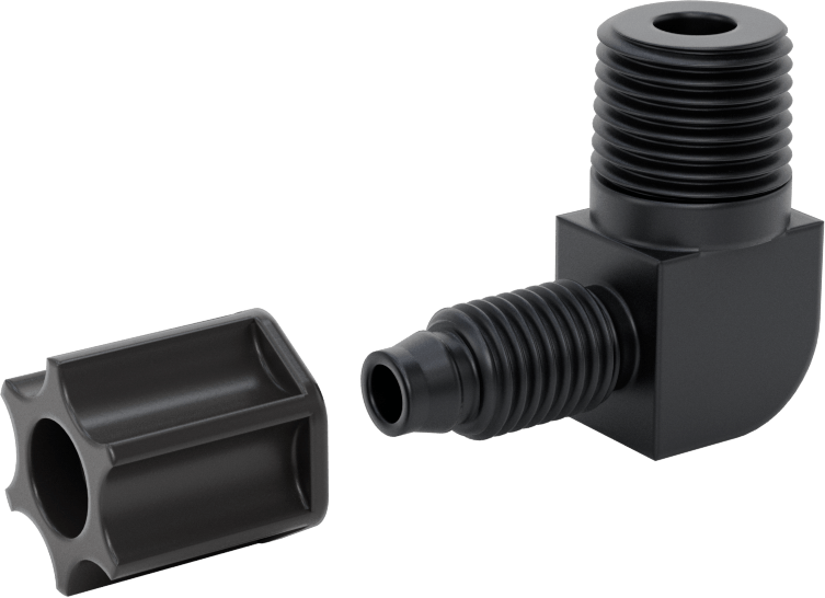 Hava için Vidalı Somunlu Dikenli Boru Bağlantı Elemanı, 6 mm İç Çaplı Boru x 1/4 BSPT Erkek için 90 Derece Adaptör