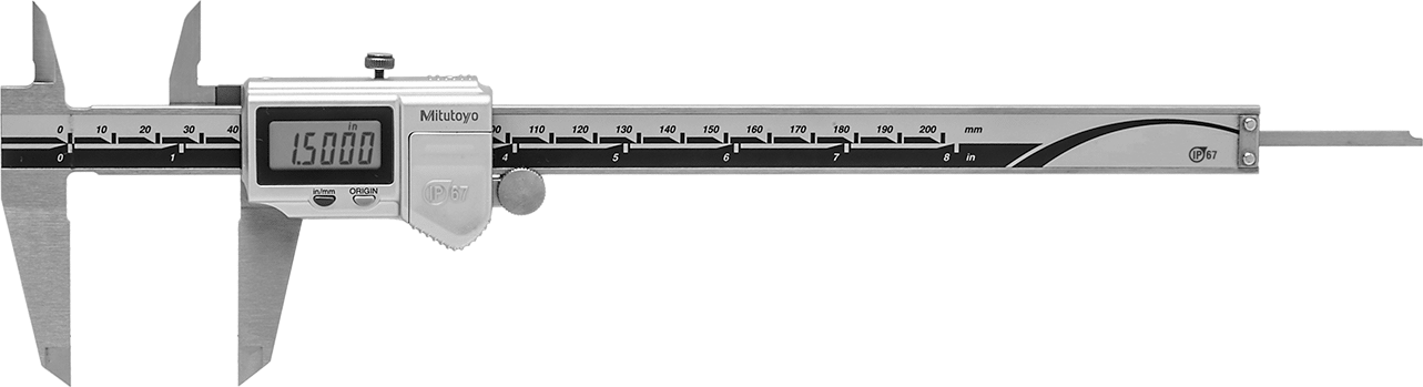 Soğutma Sıvısına Dayanıklı Mitutoyo Dijital Kumpaslar, 0“ ila 8” ve 0 mm ila 200 mm Ölçüm Aralığı