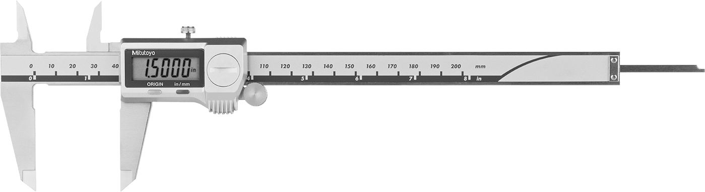 Soğutma Sıvısına Dayanıklı Mitutoyo Dijital Kumpaslar, SPC Veri Çıkışı ile, 0“ ila 8” ve 0 mm ila 200 mm Aralık