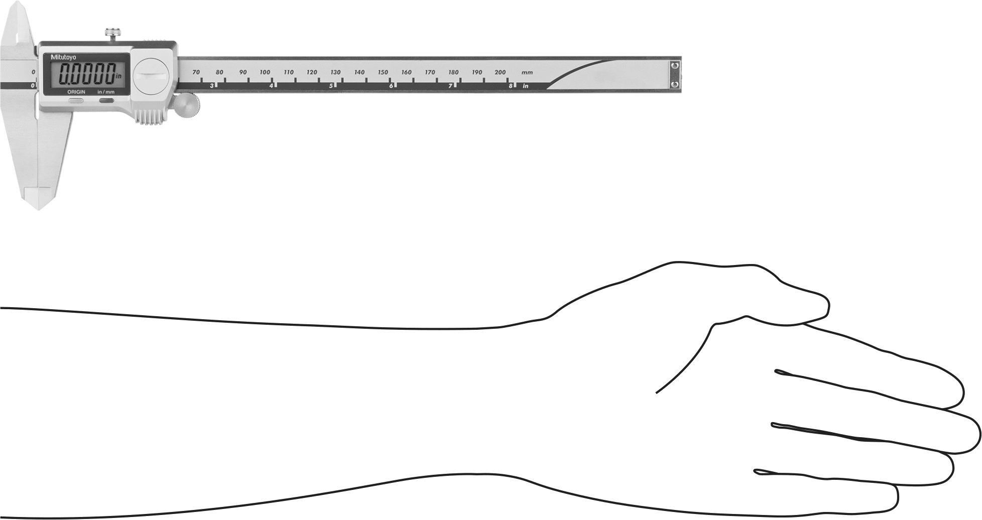 Soğutma Sıvısına Dayanıklı Mitutoyo Dijital Kumpaslar, Sertifikalı, 500-753-20 Numara, 0“ - 8” ve 0 mm - 200 mm Aralığı