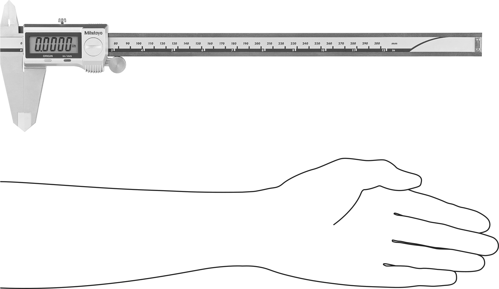 Soğutma Sıvısına Dayanıklı Mitutoyo Dijital Kumpaslar, Sertifikalı, Numara 500-754-20, 0“ - 12” ve 0 mm - 300 mm Aralık