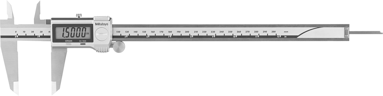 Soğutma Sıvısına Dayanıklı Mitutoyo Dijital Kumpaslar, SPC Veri Çıkışı ile, 0“ ila 12” ve 0 mm ila 300 mm Aralık