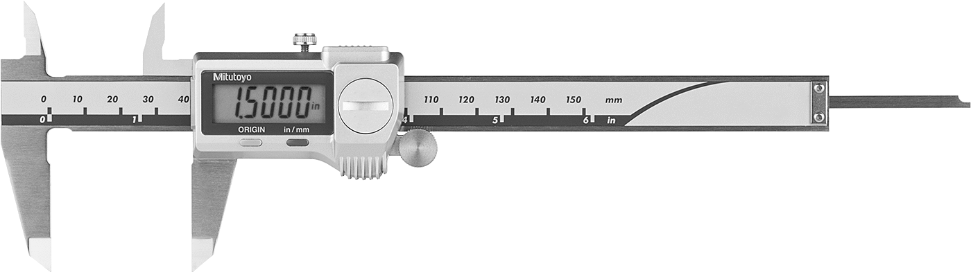 Soğutma Sıvısına Dayanıklı Mitutoyo Dijital Kumpaslar, Sertifika ve Veri Çıkışı, Model 500-762-20, 0“ ila 6” Aralık