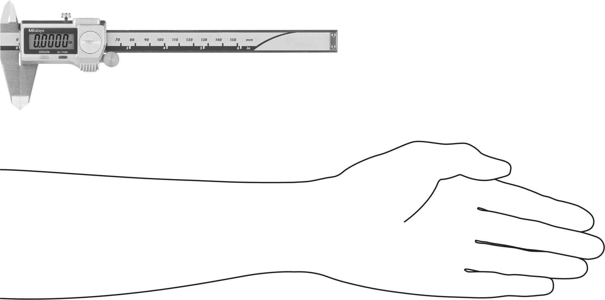 Soğutma Sıvısına Dayanıklı Mitutoyo Dijital Kumpaslar, Sertifika ve Veri Çıkışı, Model 500-762-20, 0“ ila 6” Aralık