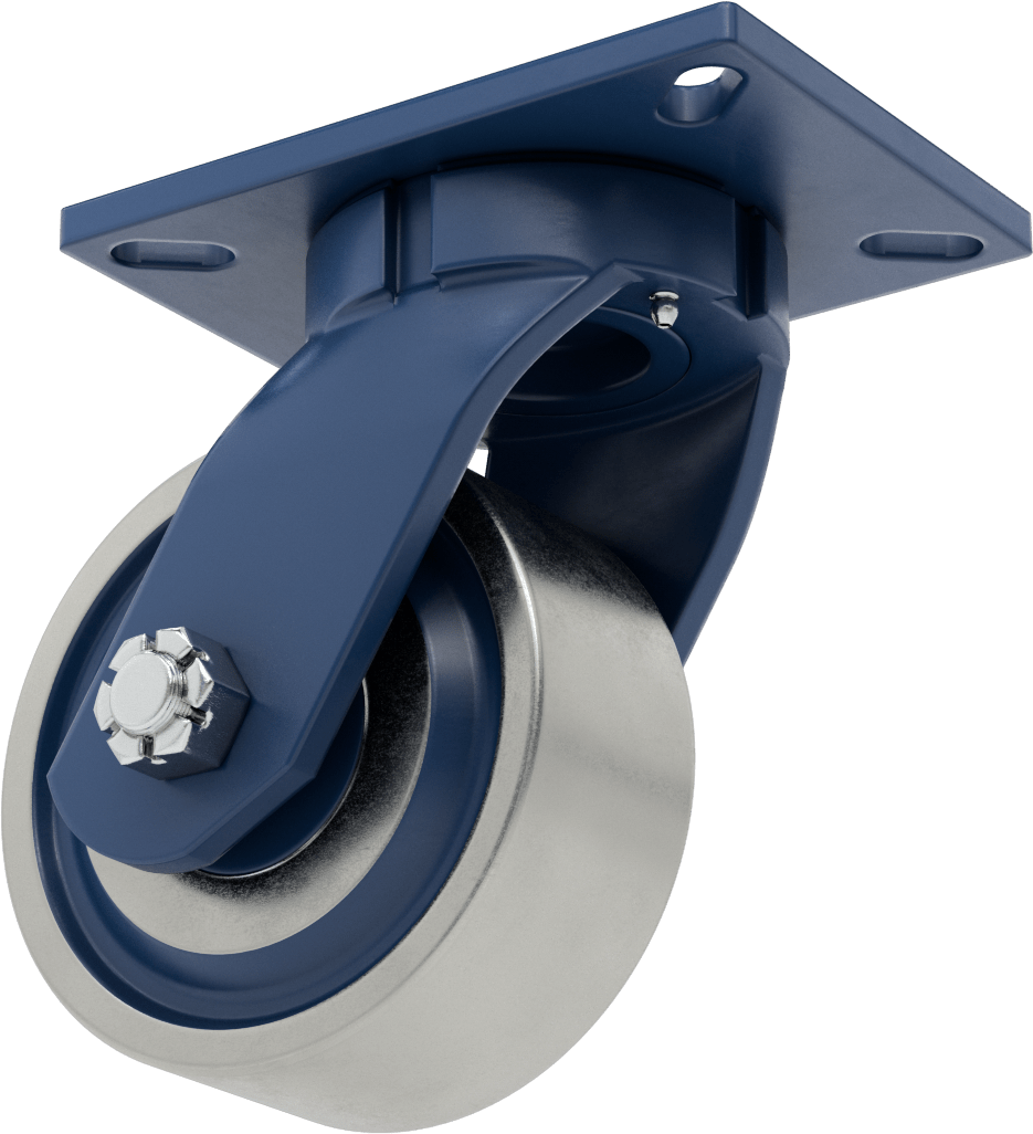 Ekstra Yüksek Kapasiteli Brute Tekerlek, 7-1/4“ x 5-1/4” Plaka, Döner, 6 inç Çapında x 2-1/2 inç Genişliğinde Çelik Tekerlek