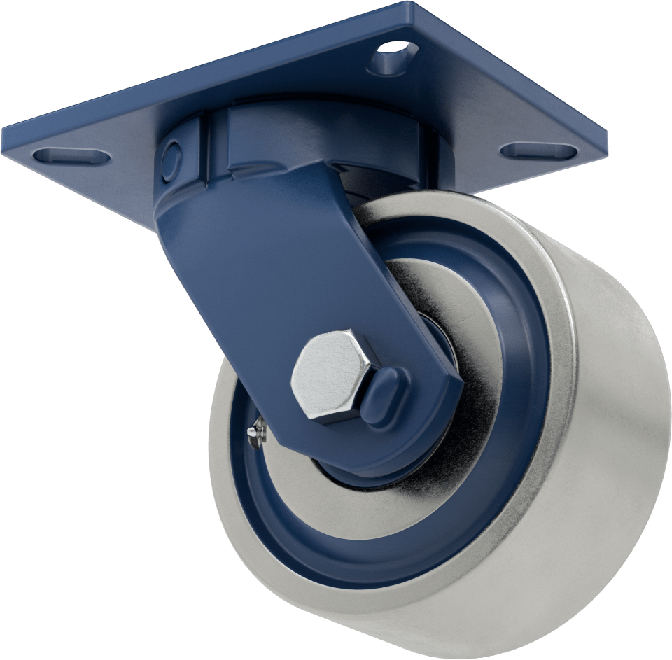 Ekstra Yüksek Kapasiteli Brute Tekerlek, 7-1/4“ x 5-1/4” Plaka, Döner, 6 inç Çapında x 2-1/2 inç Genişliğinde Çelik Tekerlek