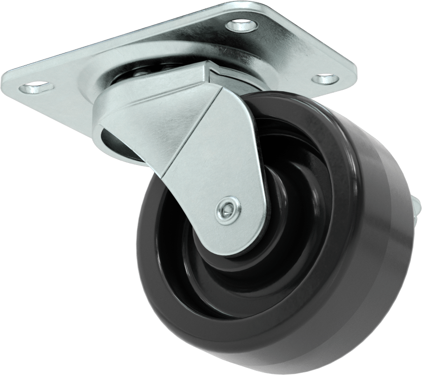 Statik Kontrol Plakalı Tekerlek, Frenli ve 3“ Çapında x 1-1/4” Genişliğinde Siyah Katı Kauçuk Tekerlekli Döner Tekerlek