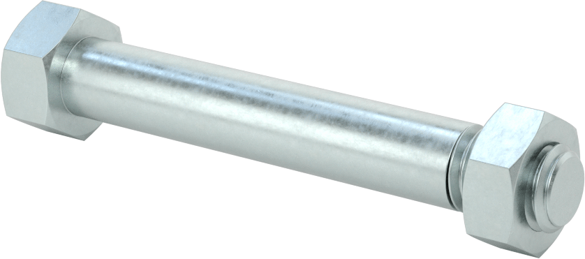 Çinko Kaplı Çelik Tekerlek Aksı, Gres Yağlama Noktalı, 1/2“ Çap x 3-3/8” Uzunluk