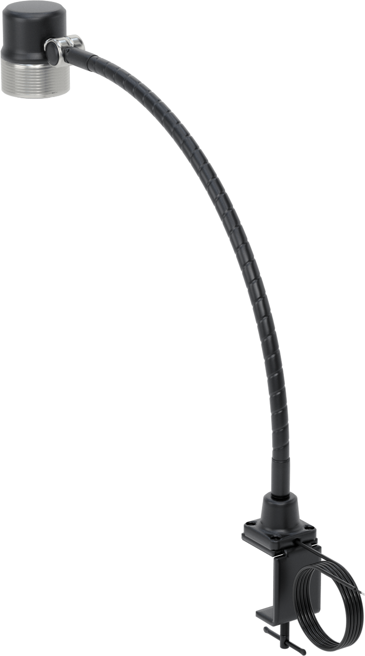 Her Yöne Uygun Makine Işığı, Kelepçeli Montaj Parçası, 23-1/2" Kol Uzatma Mesafesi, 12-28V AC, 12-40V DC