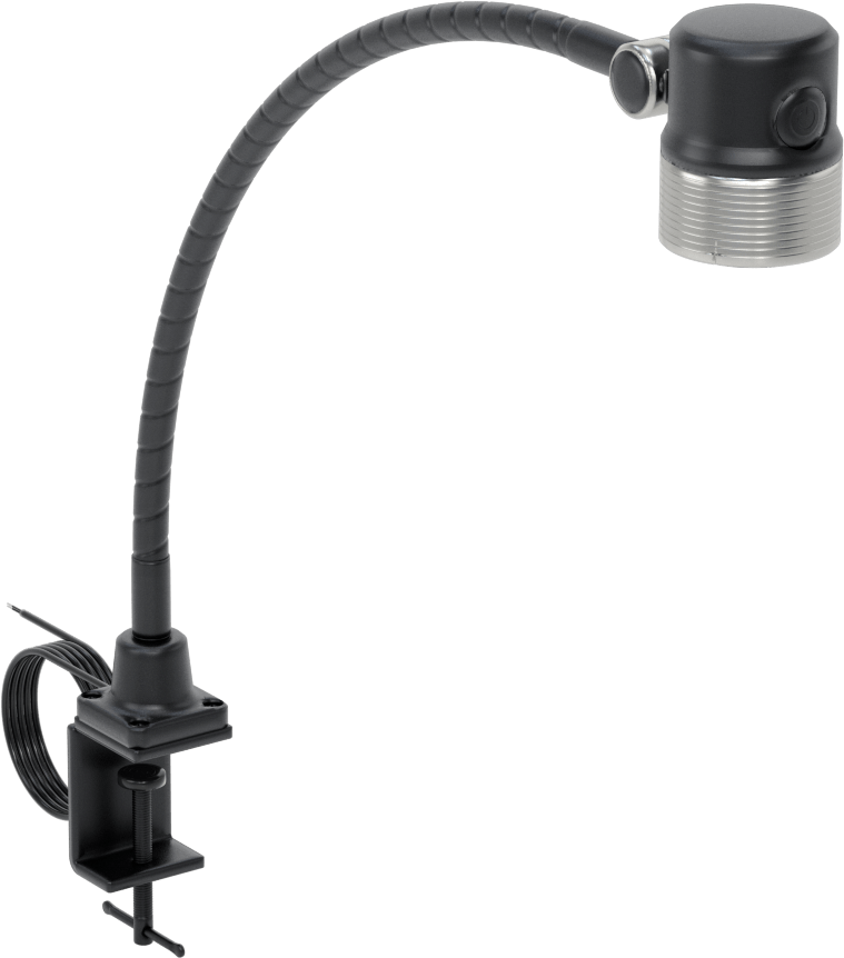 Her Yöne Uygun Makine Işığı, Kelepçeli Montaj Parçası, 23-1/2" Kol Uzatma Mesafesi, 12-28V AC, 12-40V DC