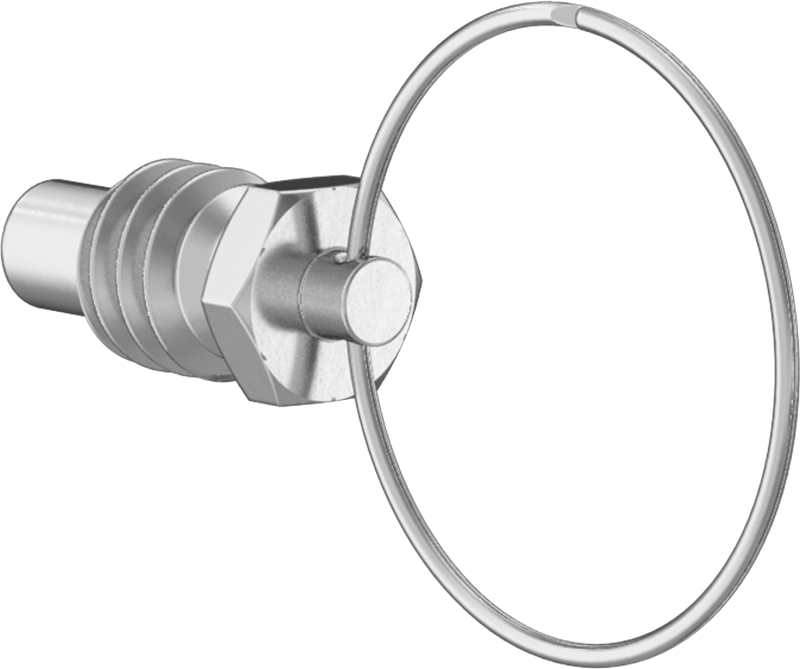 18-8 Paslanmaz Çelik Halka Tutamaklı Geri Çekilebilir Yaylı Piston, Kordon ile, 1/4"-20 Diş, 0,5-2 lb. Burun Kuvveti