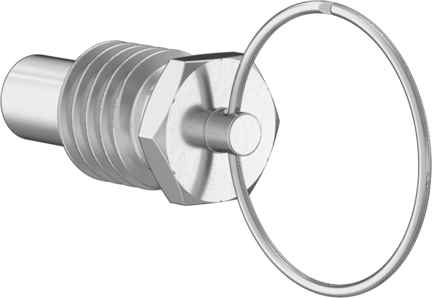 18-8 Paslanmaz Çelik Halka Tutamaklı Geri Çekilebilir Yaylı Piston, Kordon ile, 1/2"-13 Diş, 1-4 lb. Burun Kuvveti