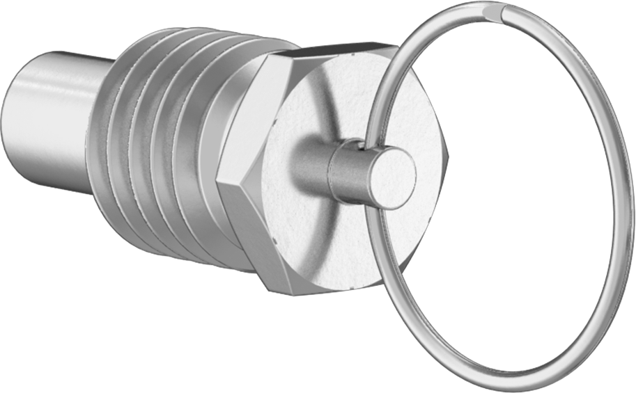 18-8 Paslanmaz Çelik Halka Tutamaklı Geri Çekilebilir Yaylı Piston, Kordon ile, 5/8"-11 Diş, 1,3-5 lb. Burun Kuvveti