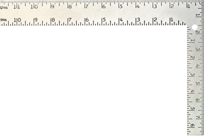 İki Ölçekli Bıçaklı Kare, 12“ x 8” Bıçak Uzunluğu, 16'lık Ön Ölçü İşaretleri