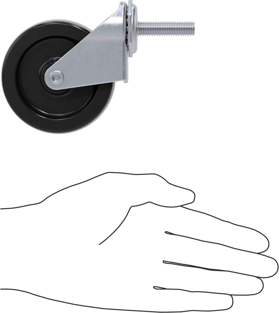 Statik Kontrol Döner Tekerlek, 3/8“-16 Dişli Gövde, 3” Çapında Lastik Tekerlek