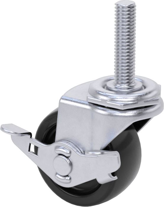 Statik Kontrol Döner Tekerlek, Frenli, Düşük Profilli, 3/8"-16 Dişli Mil