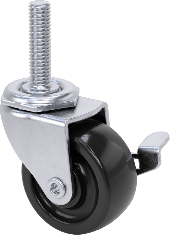 Statik Kontrol Döner Tekerlek, Frenli, Düşük Profilli, 3/8"-16 Dişli Mil