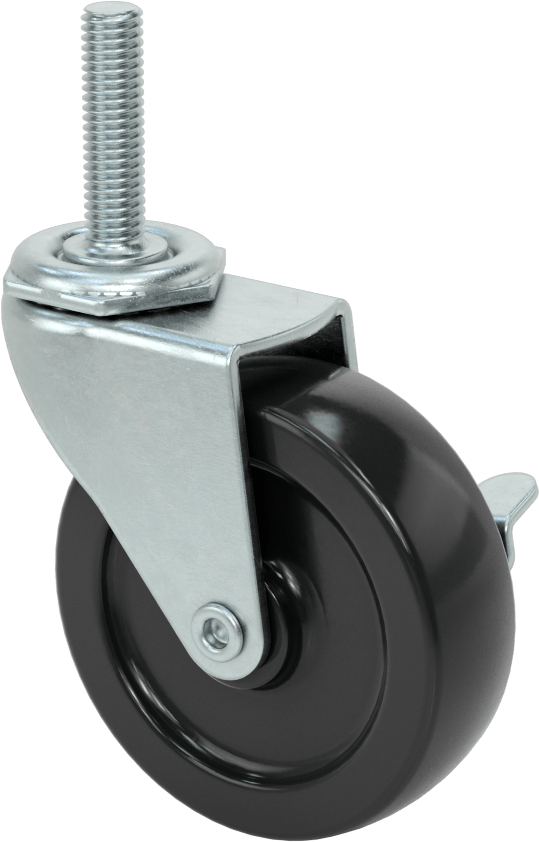 Statik Kontrol Döner Tekerlek, Frenli, 3/8“-16 Dişli Mil ve 3” Çaplı Kauçuk Tekerlek